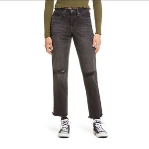 BP. Ripped High Waist Ankle Mom Jeans VINTAGE BLACK, Size 25